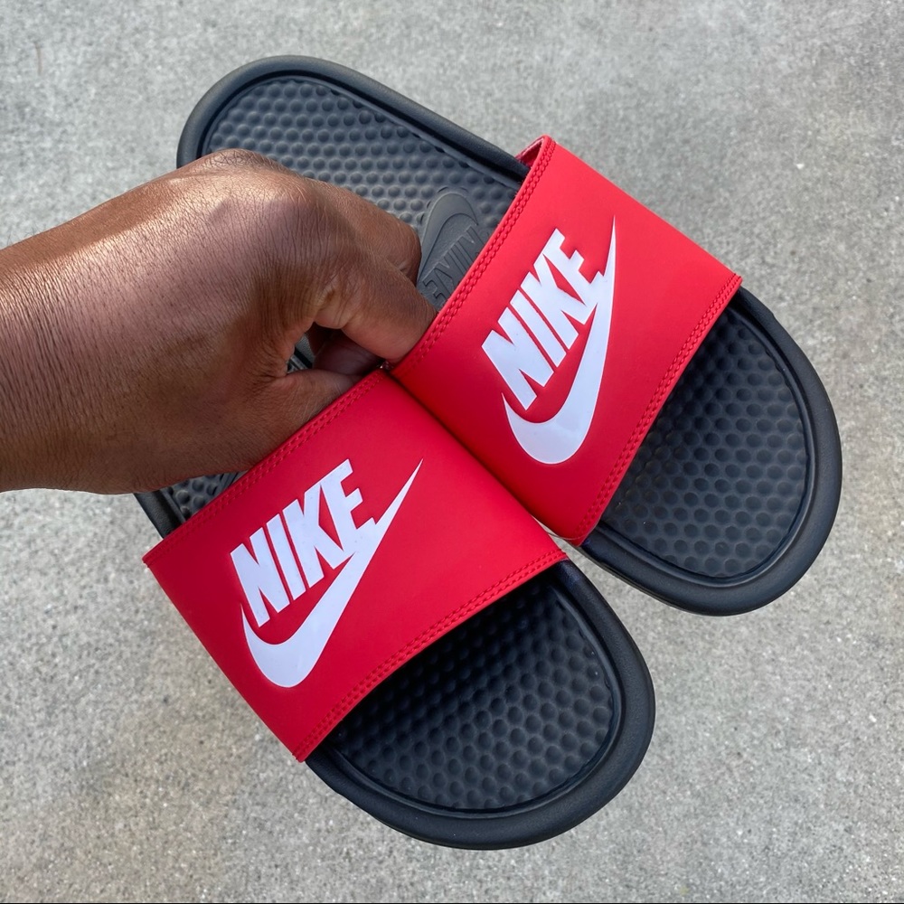 NIKE BENASSI SLIDES JUST DO IT JDI RED - Picture 2 of 5